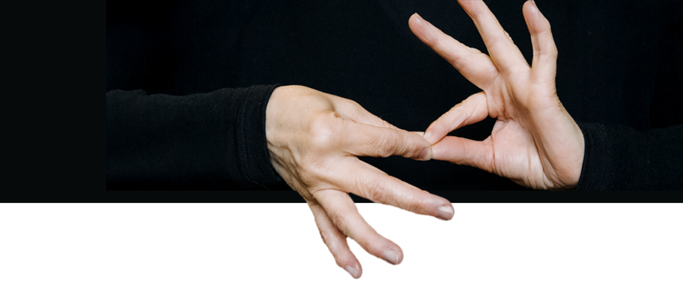 Das Bild zeigt zwei Hände die Gebärdensprachlich "Willkommen" zeigen.